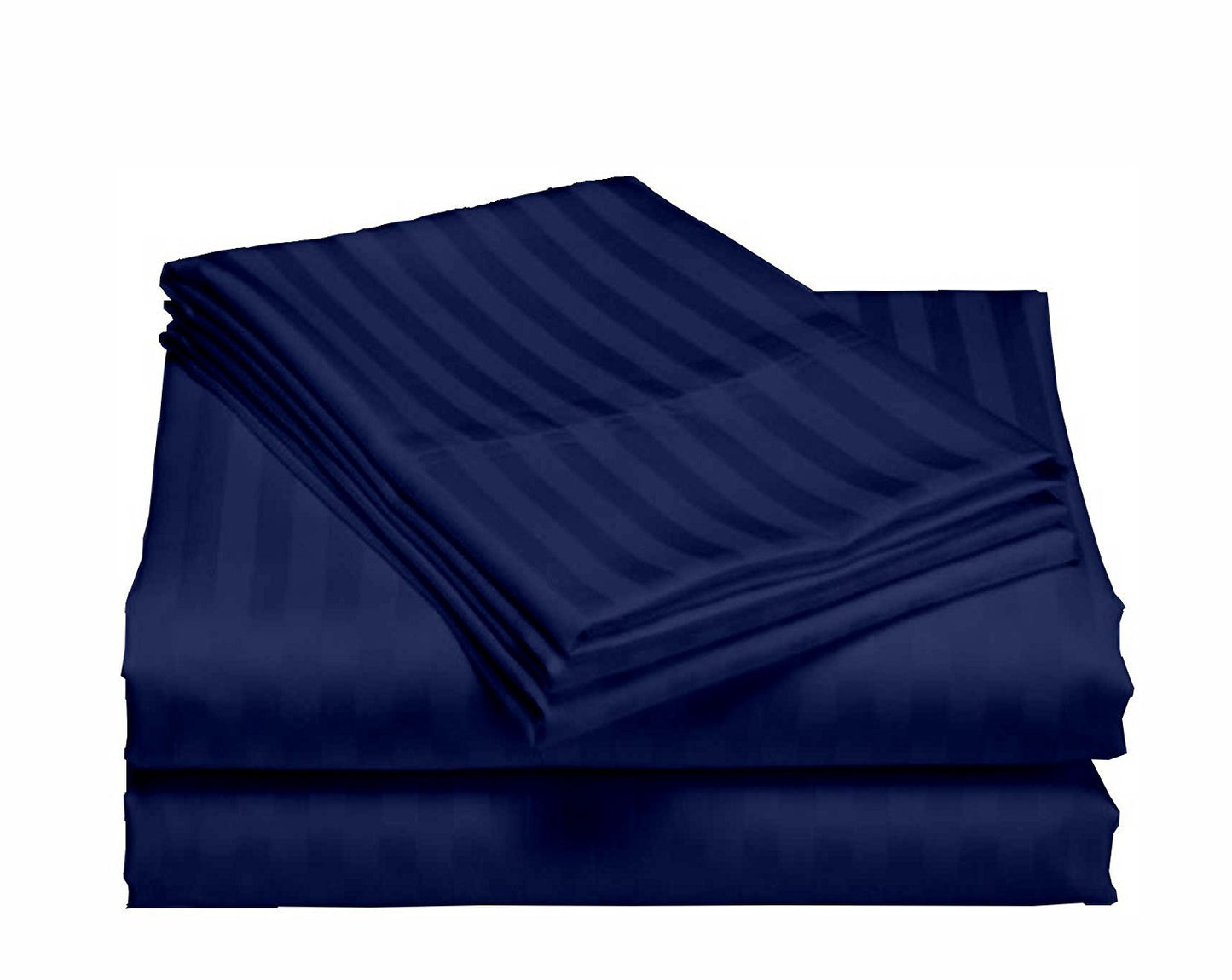 100% Pure Cotton Solid Stripe Bedsheet (410 Thread Count) - Elastic Fitted