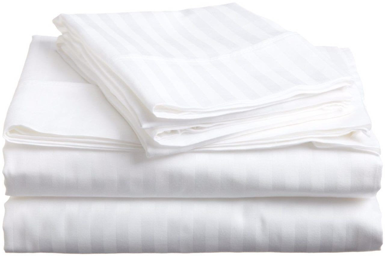 100% Pure Cotton Solid Stripe Bedsheet (410 Thread Count)