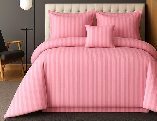 100% Pure Cotton Solid Stripe Bedsheet (410 Thread Count)