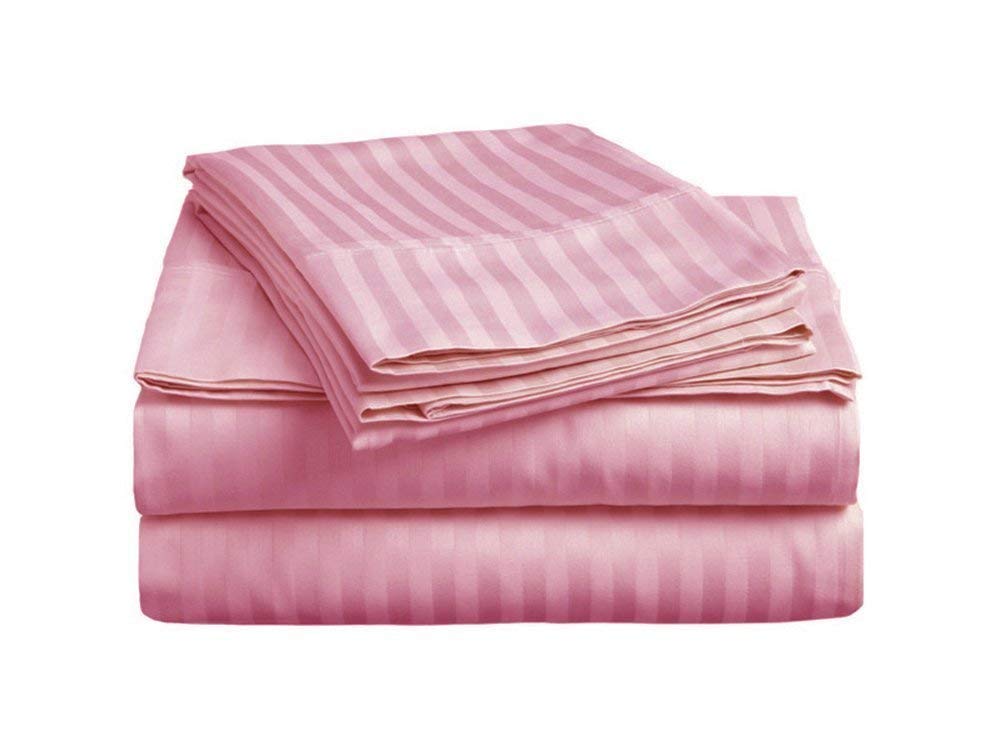 100% Pure Cotton Solid Stripe Bedsheet (410 Thread Count)