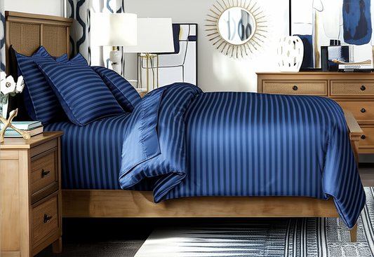 100% Pure Cotton Solid Stripe Bedsheet (410 Thread Count)