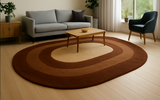 Concentric Layered Colour Themed Rugs - Brown