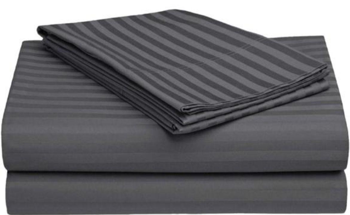 100% Pure Cotton Solid Stripe Bedsheet (410 Thread Count)
