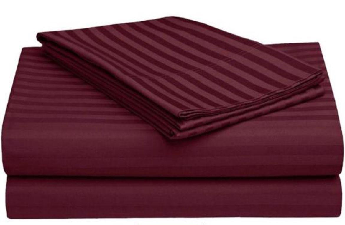 100% Pure Cotton Solid Stripe Bedsheet (410 Thread Count)