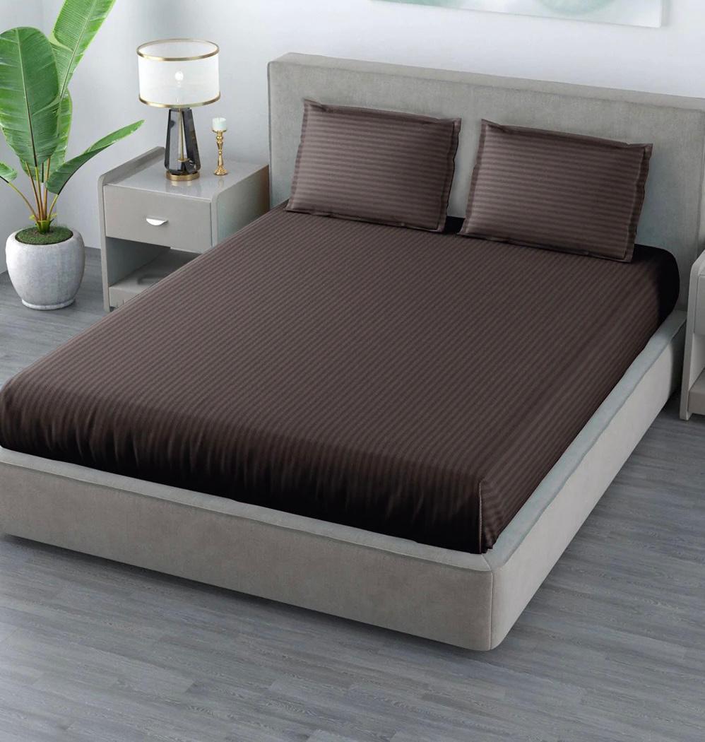 100% Pure Cotton Solid Stripe Bedsheet (410 Thread Count)